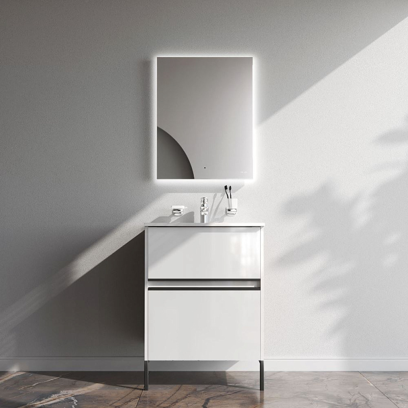 Тумба под раковину 60 AM.PM Sense M7BFUX0602WG подвесная/напольная на ножках, белый глянец