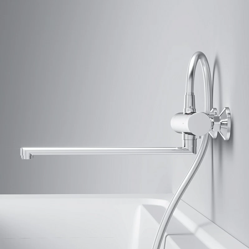 Смеситель для ванны и душа AM.PM X-Joy F85A50900 длинный излив, термостат, хром