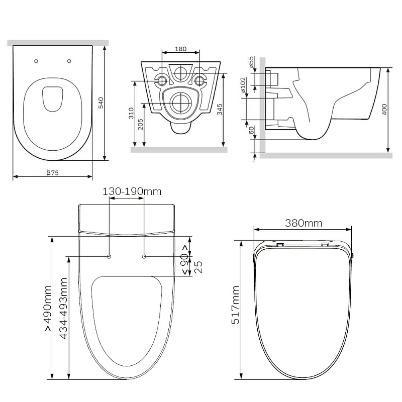Унитаз-биде подвесной AM.PM Func C8F1702SC безободковый с электронным управлением, белый