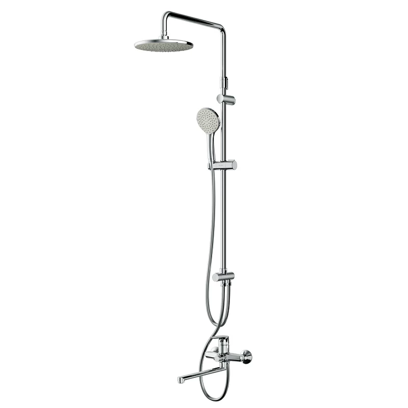 Душевая система AM.PM Gem F40890A94 стойка с тропическим душем, хром + смеситель для ванны с длинным изливом, хром