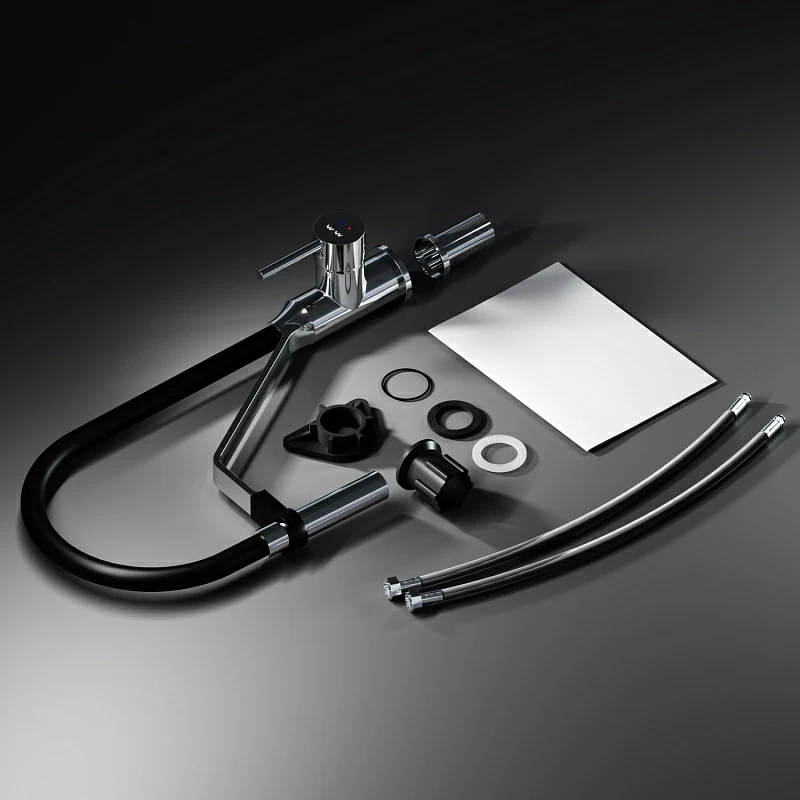 Смеситель для кухни AM.PM Like F8013000 высокий, хром, с черным гибким изливом