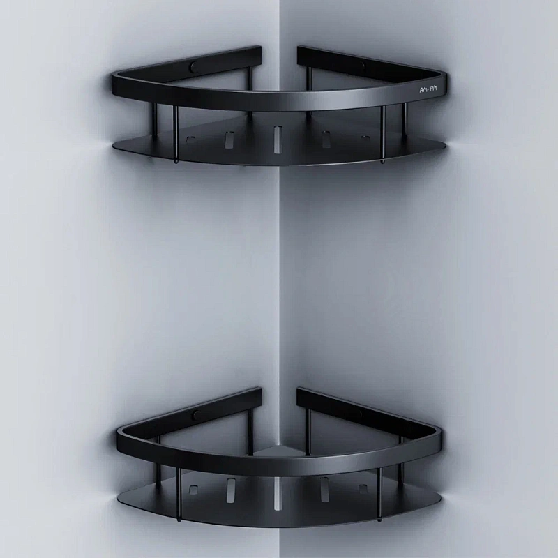 Полка в ванную угловая AM.PM Sense L A7454222 двухъярусная черная