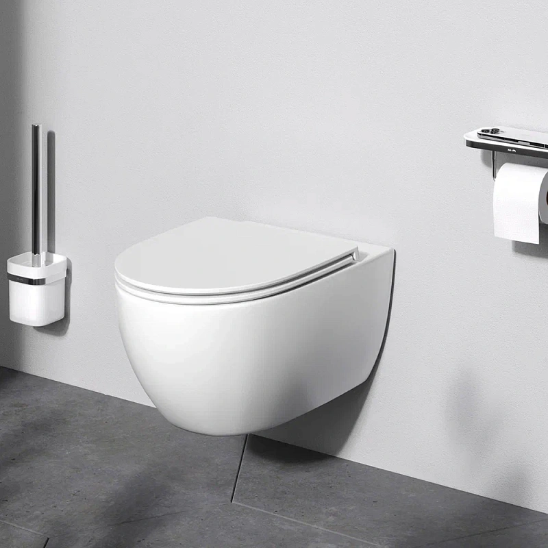 Унитаз подвесной с инсталляцией AM.PM Awe IS49051.111700 сиденьем микролифт, хром пневм. клавишей