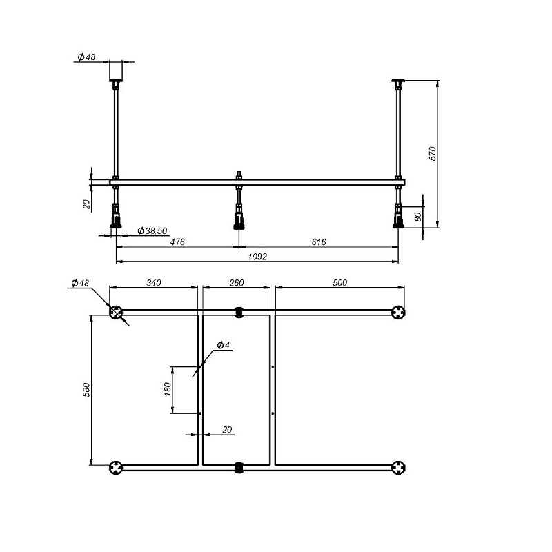 Каркас для ванны 120 AM.PM X-Joy W00A-120-070W-R
