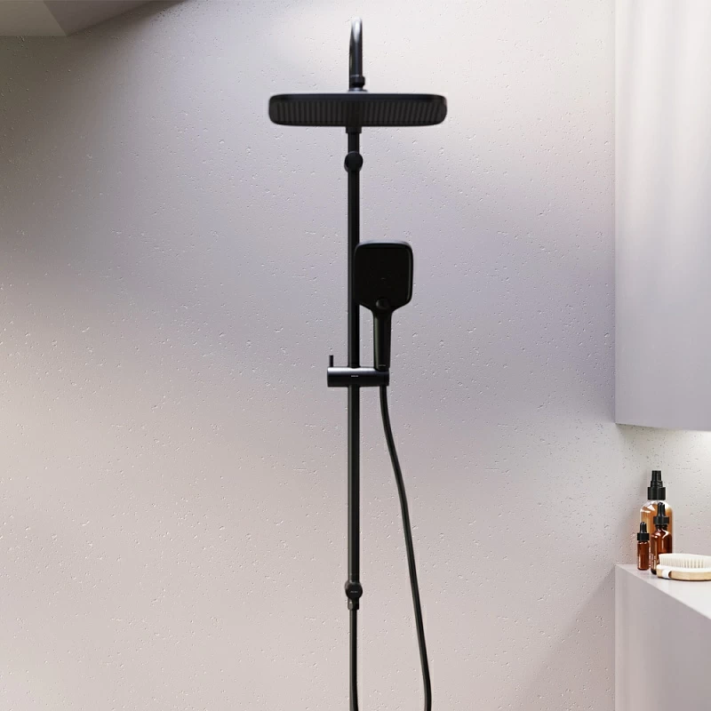 Душевая система Damixa Gala 953000300 стойка с тропическим душем, черная матовая