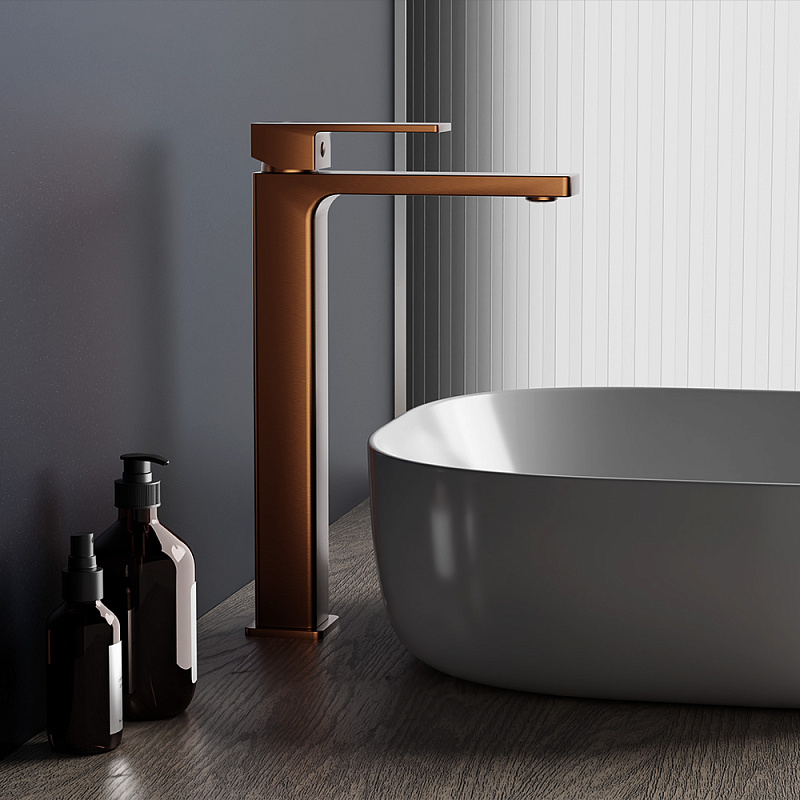 Смеситель для раковины (умывальника) Damixa Gala 530250500 высокий, розовое золото