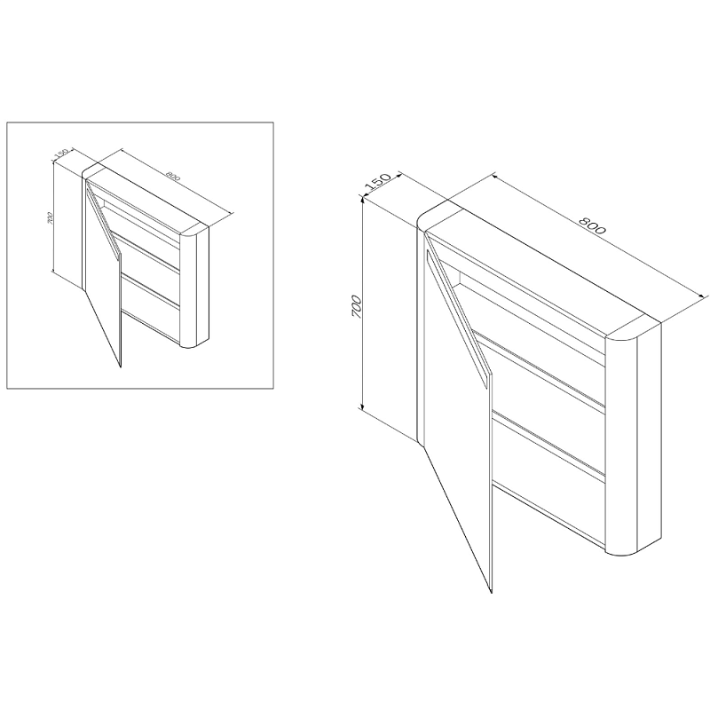 Шкаф с зеркалом 80 AM.PM Sensation M30MCL0801GG мятный левый