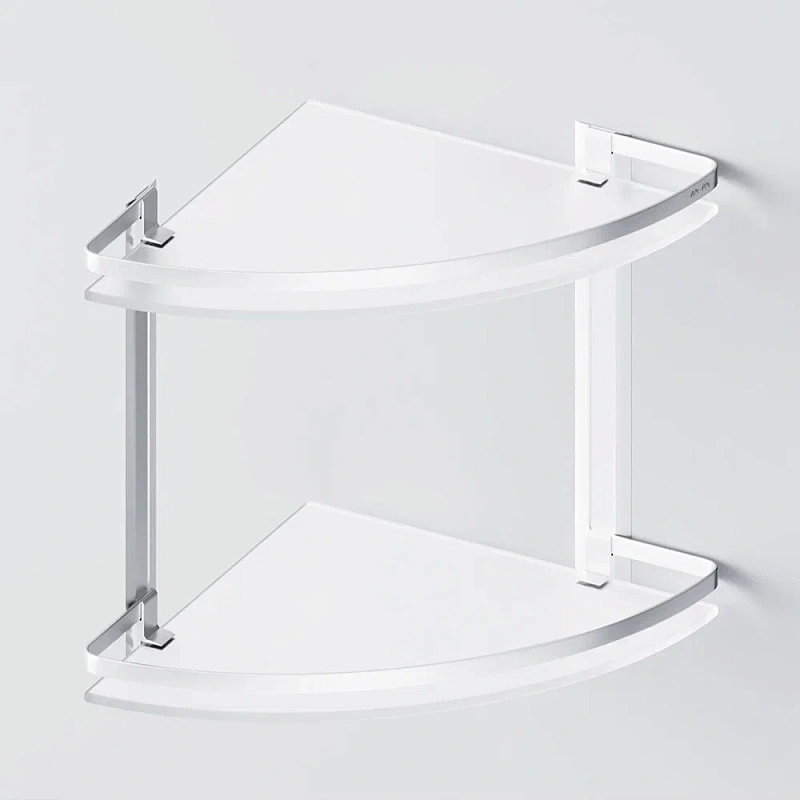 Полка в ванную угловая AM.PM Sense L A7456200 двухъярусная, серебристый металл, стекло