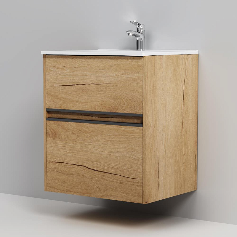 Тумба с раковиной 60 AM.PM Sense M7B-FUX0602OF-WCC0602WG подвесная/напольная на ножках, светлое дерево