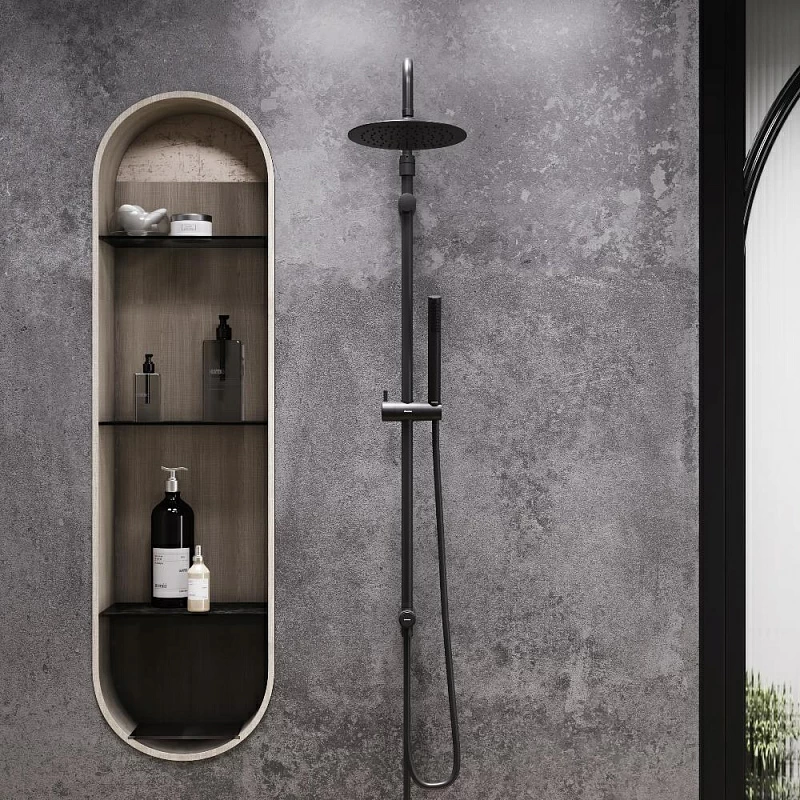 Душевая система Damixa Scandinavian Pure 936000300 стойка с тропическим душем, черная матовая