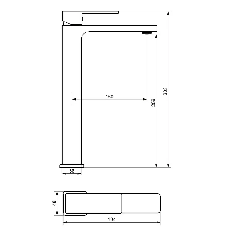Смеситель для раковины (умывальника) Damixa Gala 530250300 высокий, черный