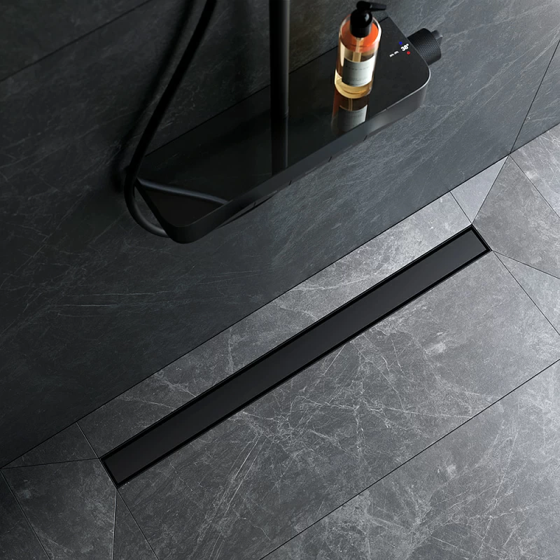 Душевой трап (лоток) 90 AM.PM MasterFlow W01SC-U11-090-04BM комбинированный затвор с черной матовой решеткой под плитку