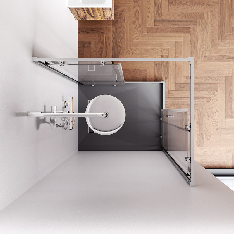 Душевое ограждение без поддона 100x80 AM.PM Gem W90G-403-100280-MT профиль серебристый