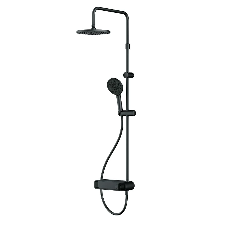 Душевая система AM.PM X-Joy F0785A622 стойка с тропическим душем, смесителем, черная матовая