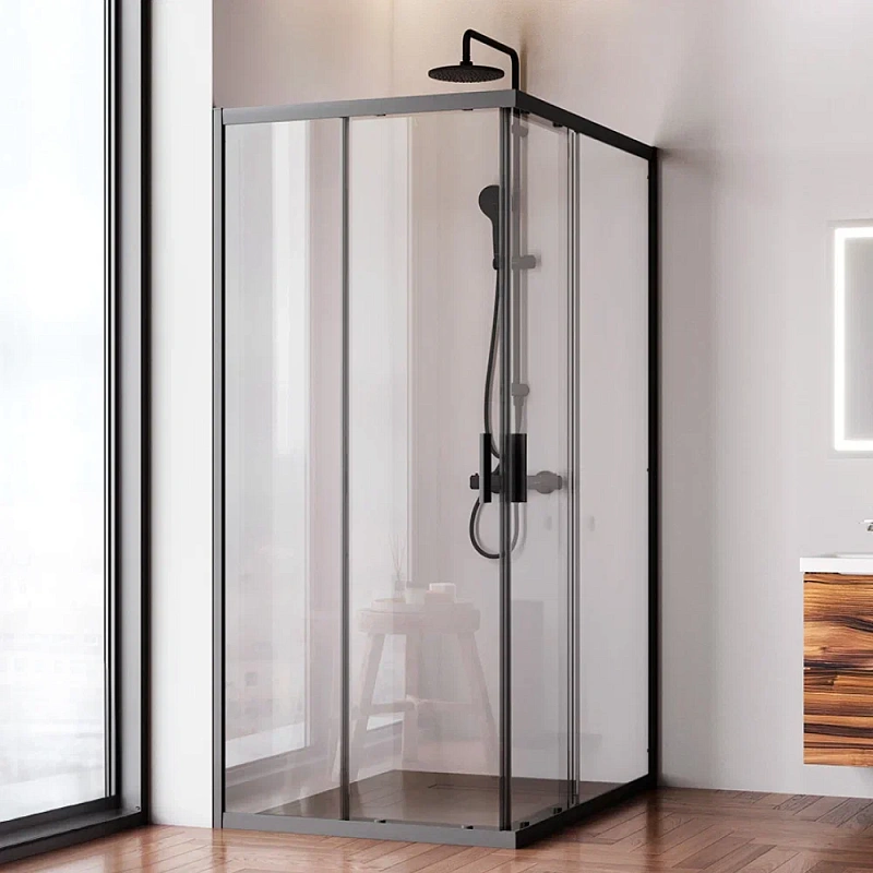 Душевое ограждение без поддона 90x120 AM.PM Gem W90G-403-120290-BT профиль черный матовый