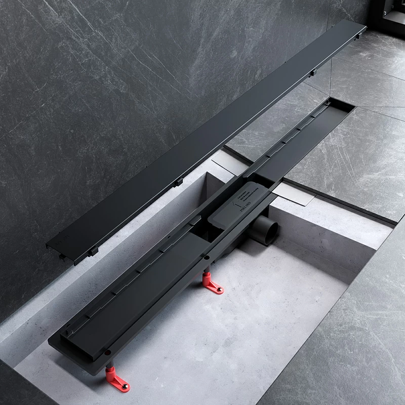 Душевой трап (лоток) 90 AM.PM PrimeFlow W02SC-U11-090-04BM комбинированный затвор с черной матовой решеткой под плитку