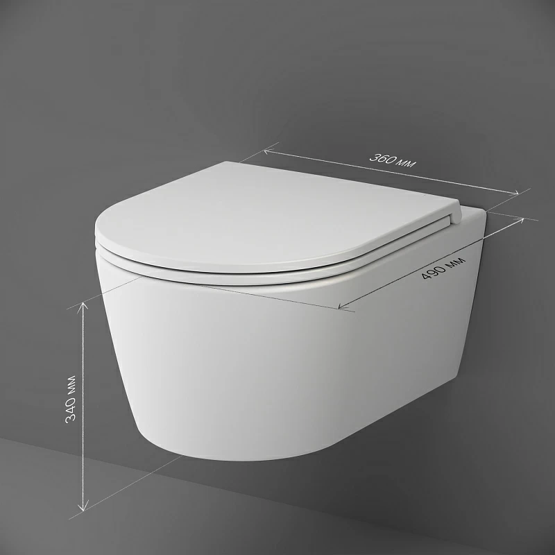 Унитаз подвесной AM.PM Func C8F1700MWSC (глубина 49 см) безободковый с сиденьем микролифт, белый матовый