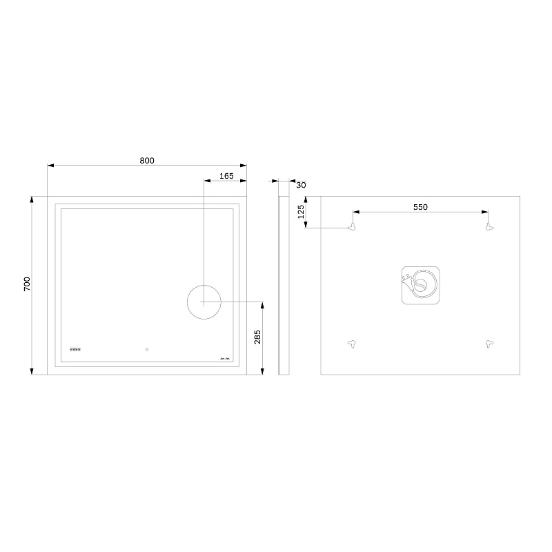 Зеркало с подсветкой в ванную прямоугольное 80 AM.PM Gem M91AMOX0803WG сенсорное с часами и косметическим зеркалом