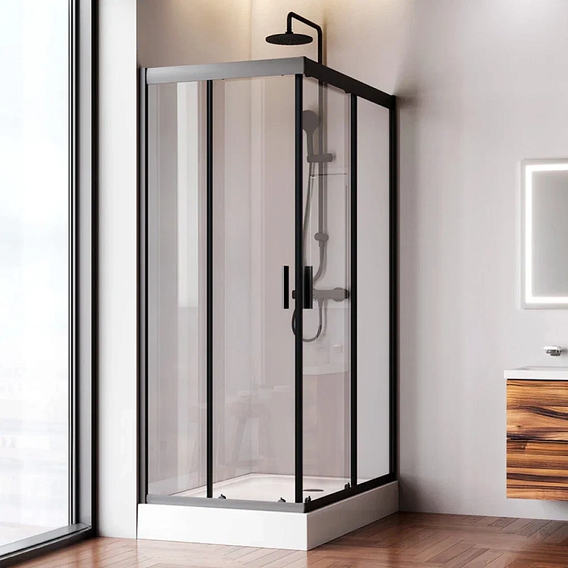 Душевое ограждение без поддона 120х80 AM.PM Gem W90G-404-120280-BT профиль черный матовый