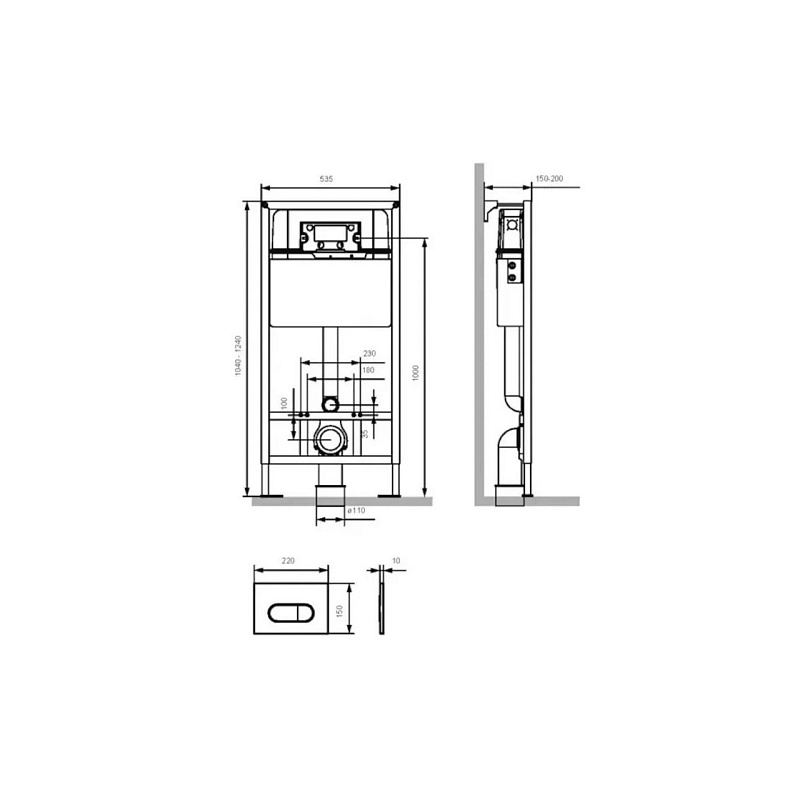 Инсталляция для подвесного унитаза Damixa Prime DX00.I013.0231 с механ. клавишей Prime M, хром матовый