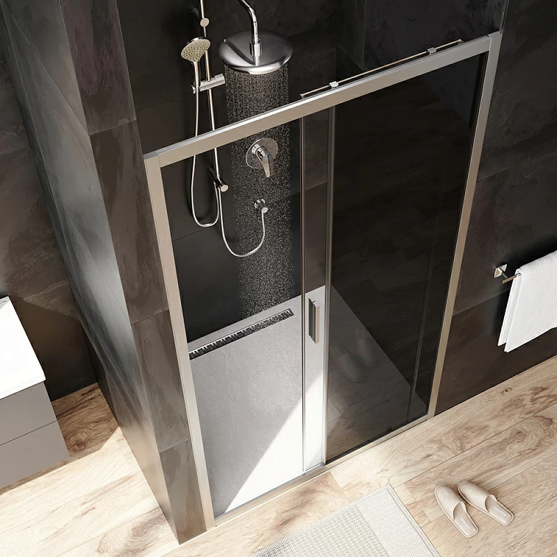 Душевая перегородка с дверью 150x195 AM.PM Gem W90G-110-1-195MG тонированное стекло, профиль серебристый