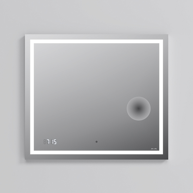 Зеркало с подсветкой в ванную прямоугольное 80 AM.PM Gem M91AMOX0803WG сенсорное с часами и косметическим зеркалом