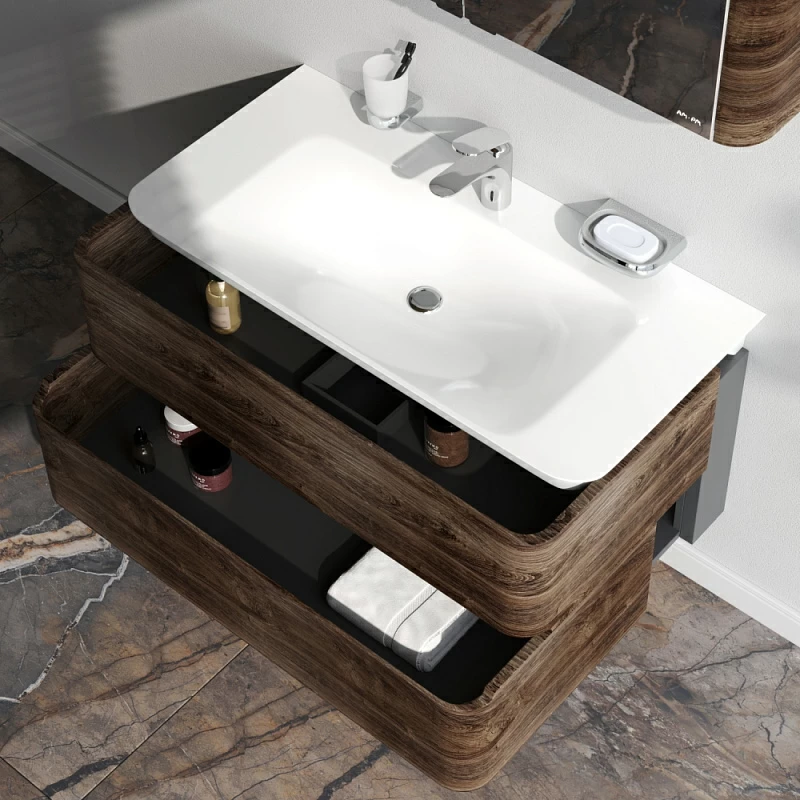 Тумба под раковину 100 AM.PM Sensation M30FHX1002NF подвесная под дерево орех