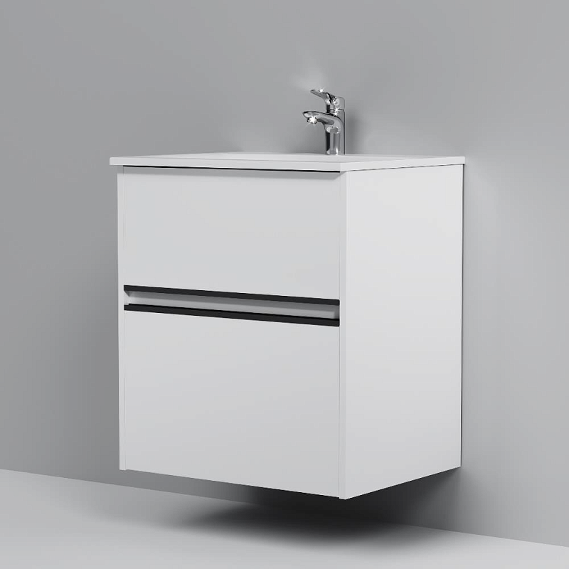 Тумба с раковиной 60 AM.PM Sense M7B-FUX0602WG-WCC0602WG подвесная/напольная на ножках, белый глянец