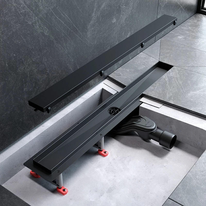 Душевой трап (лоток) 70 AM.PM MasterFlow W01SC-U11-070-04BM комбинированный затвор с черной матовой решеткой под плитку