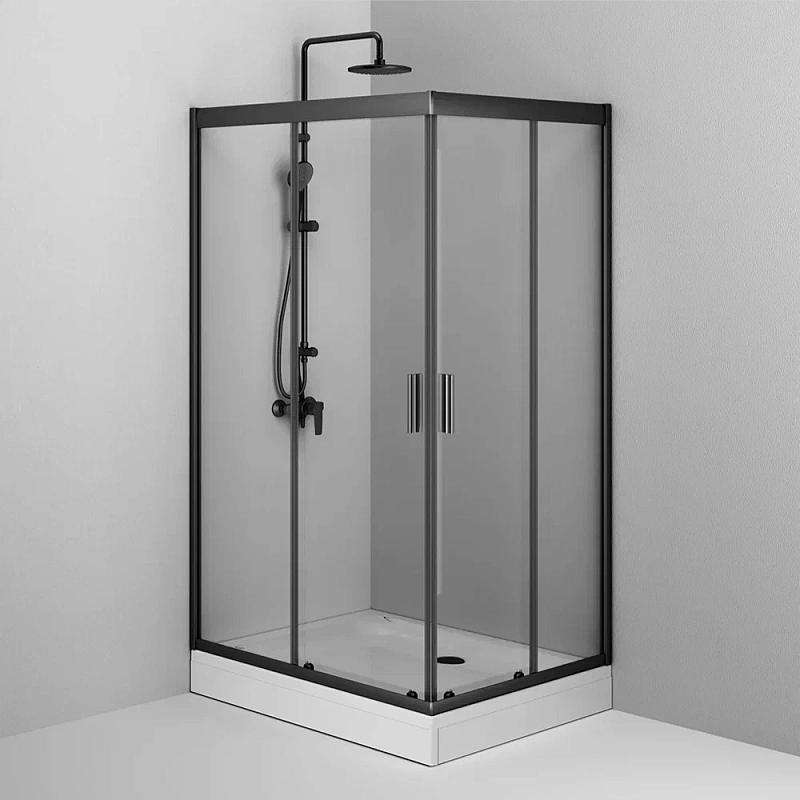 Душевое ограждение без поддона 120х90 AM.PM Gem W90G-404-120290-BT профиль черный матовый