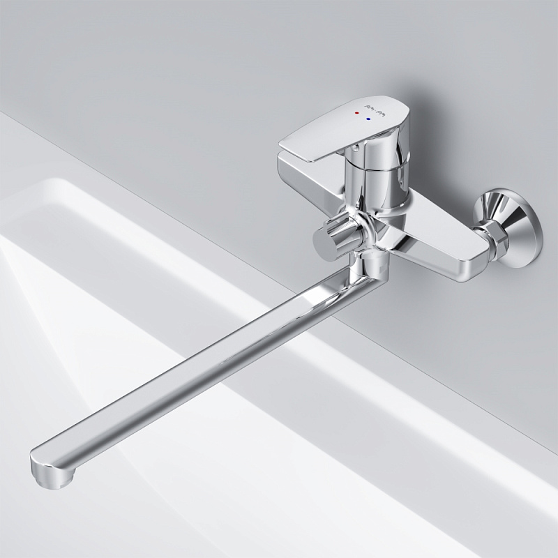 Смеситель для ванны и душа AM.PM Gem F90A90000 длинный излив, хром