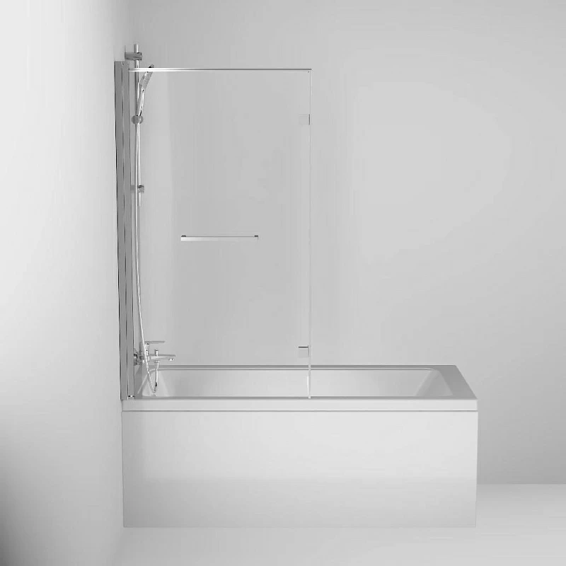 Стеклянная шторка для ванны 80 Damixa Skyline DX35WBS-D7W1-150MT поворотная, профиль серебристый