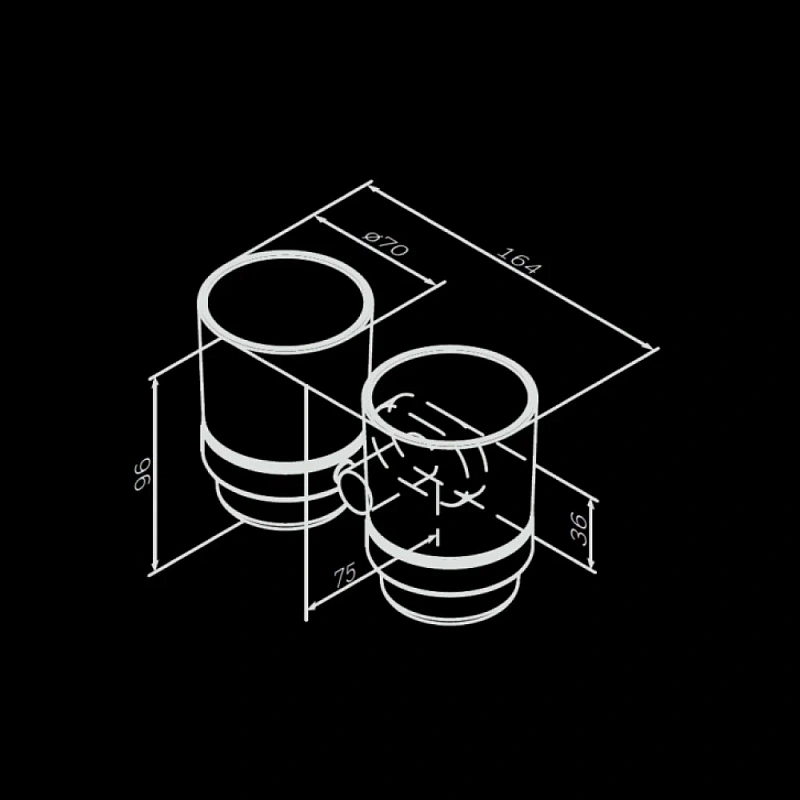 Стакан для зубных щеток настенный двойной AM.PM Sense L A74343400 стеклянный, хром