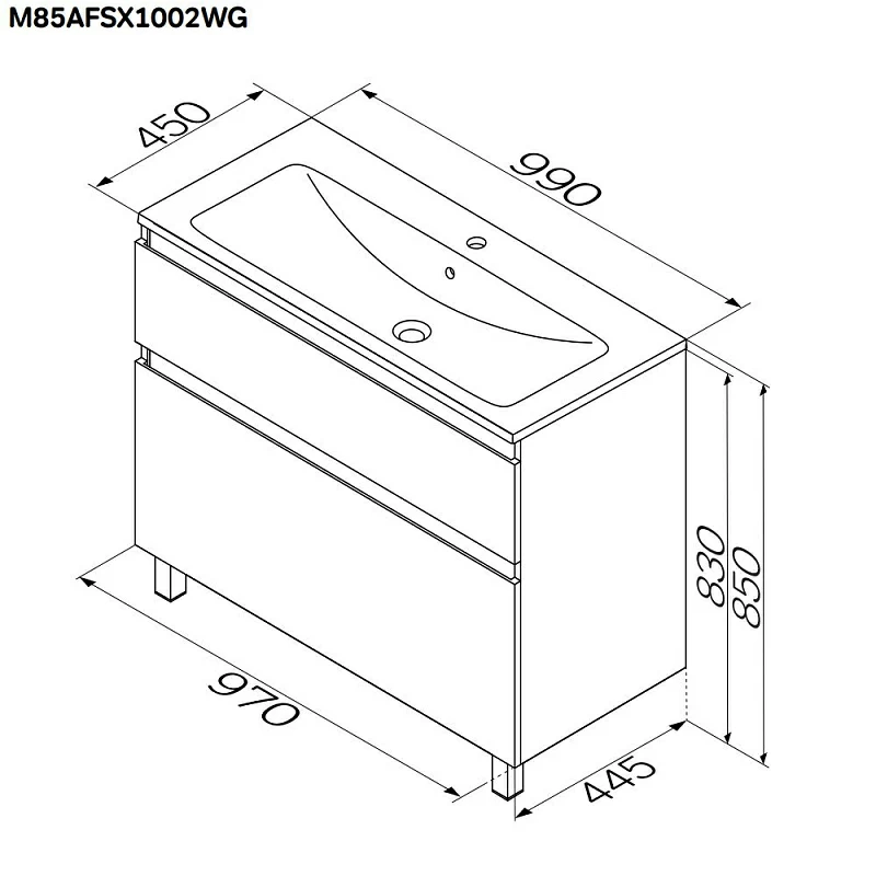Тумба под раковину 100 AM.PM X-Joy M85AFSX1002WG напольная белый глянец