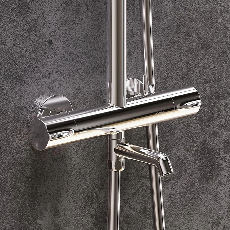 Душевая система Damixa Scandinavian Pure 936810000 стойка с тропическим душем, термостатом, смесителем, изливом, хром