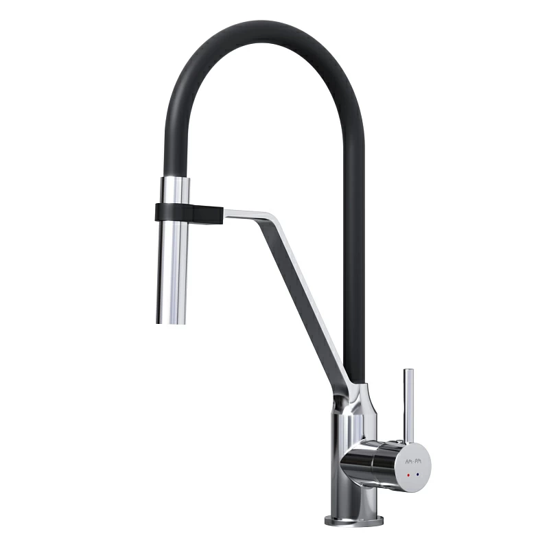 Смеситель для кухни AM.PM Like F8013000 высокий, хром, с черным гибким изливом
