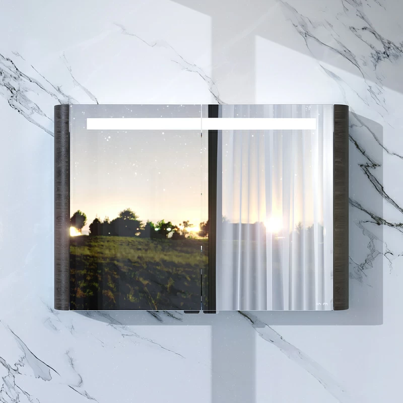 Шкафчик с зеркалом в ванную 100 AM.PM Sensation M30MCX1001TF с подсветкой табачный дуб