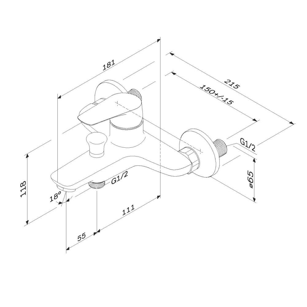 Смеситель для ванны и душа Joy F85E10000, Хром