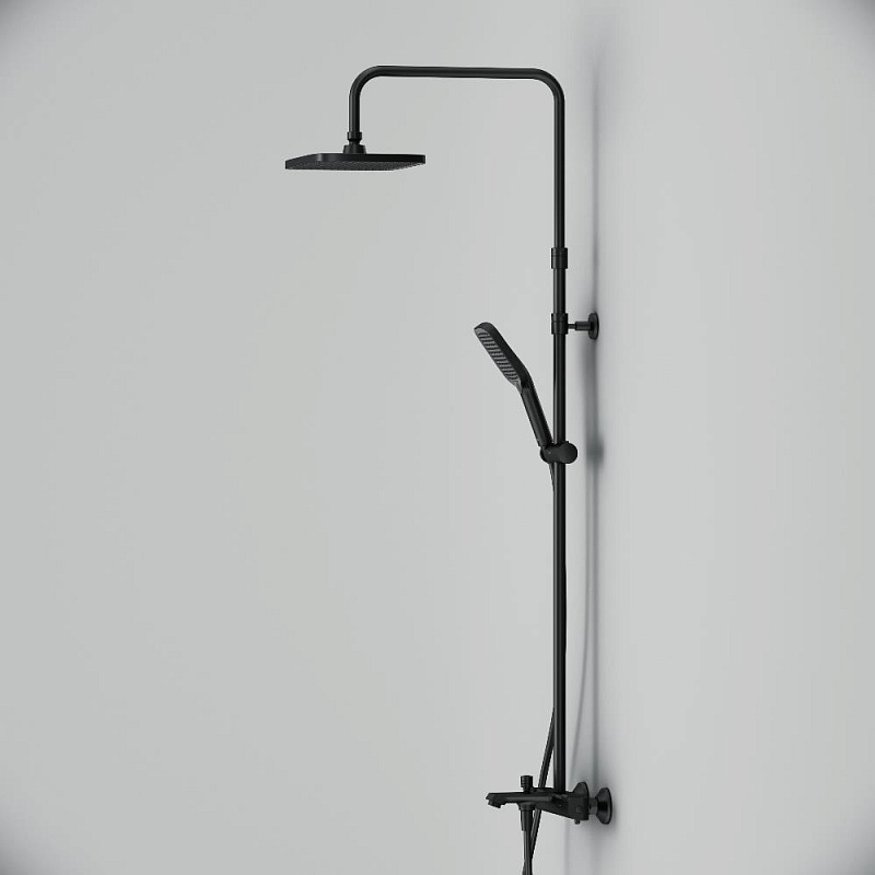 Душевая система AM.PM Func F078F522 стойка с тропическим душем, термостатом, смесителем, изливом, черная