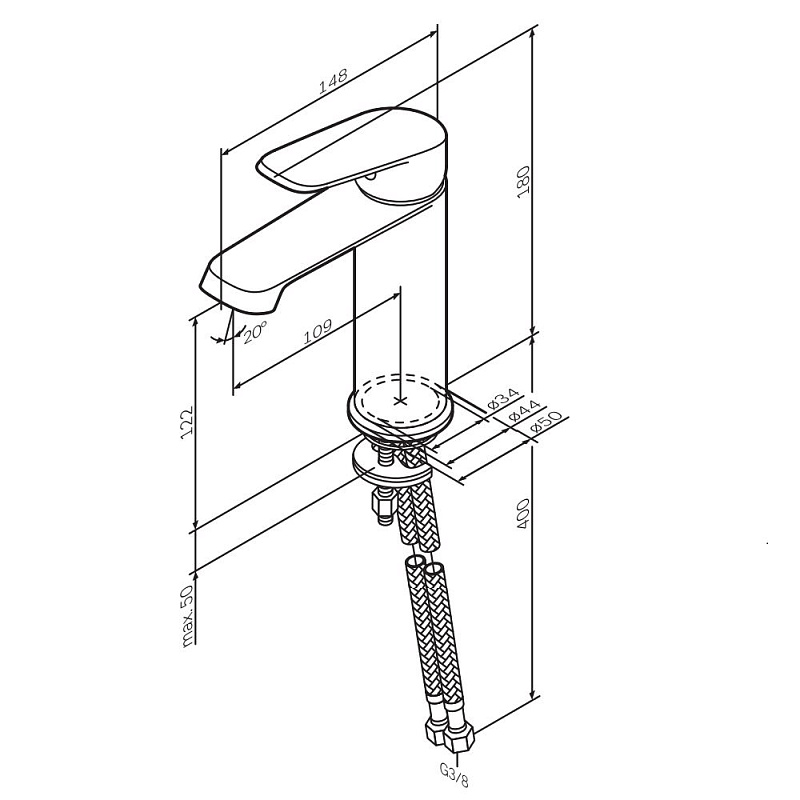 Смеситель для раковины (умывальника) AM.PM Func F8F02133 белый