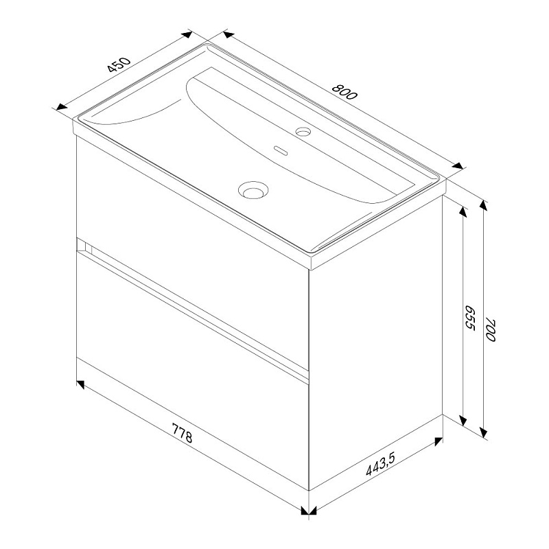 Тумба под раковину 80 AM.PM Above M9XFHX0802OF подвесная под дерево