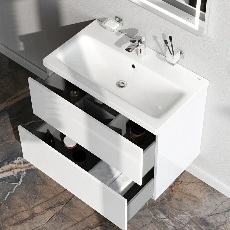 Тумба под раковину 75 AM.PM Gem M90FHX07522WG подвесная белый глянец