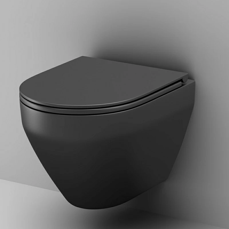 Унитаз подвесной AM.PM Spirit 2.0 C701700MBSC безободковый с сиденьем микролифт, черный матовый