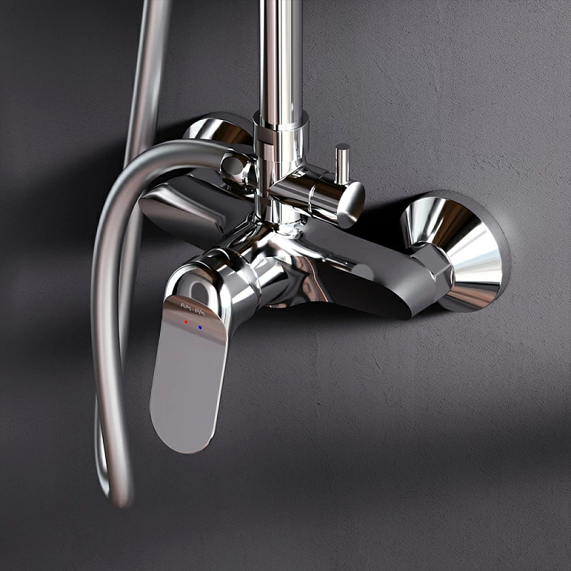 Душевая система AM.PM Sunny F0785C800 стойка с тропическим душем, смесителем, хром