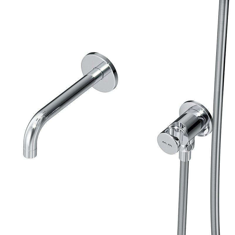 Встраиваемая душевая система AM.PM X-Joy FT85A3RH40 хром: тропический верхний душ, излив с душевой лейкой, термостат