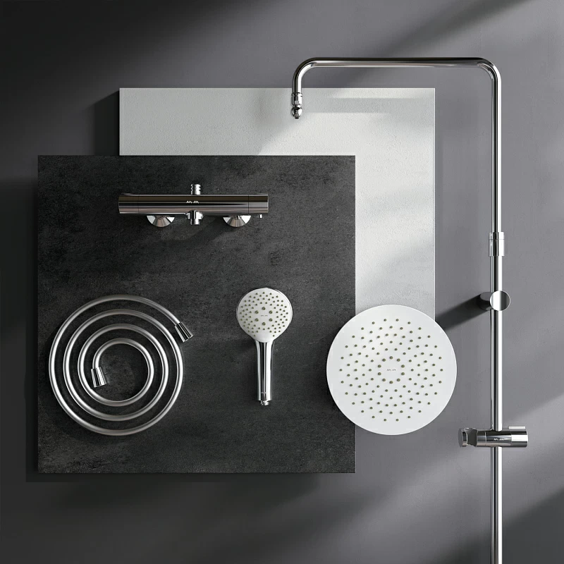 Душевая система AM.PM Gem F0790420 стойка с тропическим душем, термостатом, хром