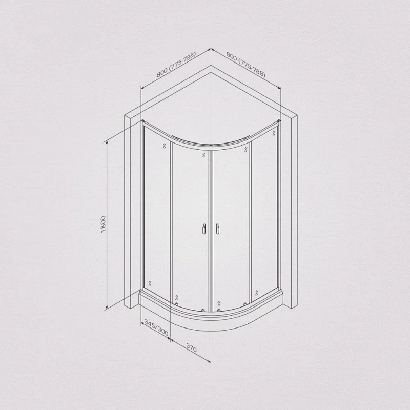 Душевое ограждение без поддона 80x80 AM.PM X-Joy W88G-205-080MT64 профиль серебристый