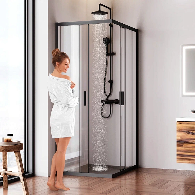 Душевое ограждение без поддона 80x100 AM.PM Gem W90G-403-100280-BT профиль черный матовый