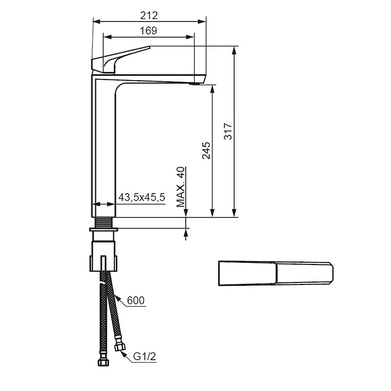 Смеситель для раковины (умывальника) Damixa Merkur 400250300 высокий, черный