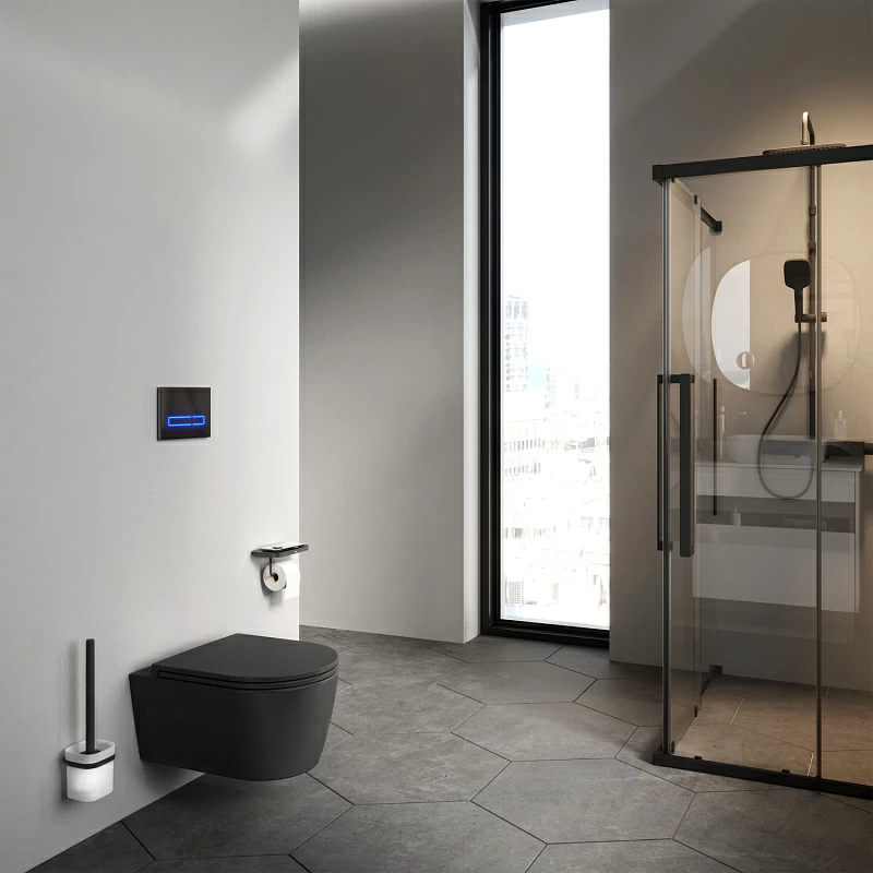 Унитаз подвесной AM.PM Func C8F1700MBSC (глубина 49 см) безободковый с сиденьем микролифт, черный матовый